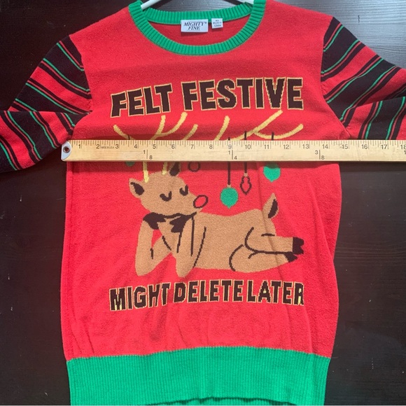 Christmas Sweater Felt Festive Might Delete Ugly Sweater Parties Winter Holiday - Picture 6 of 7